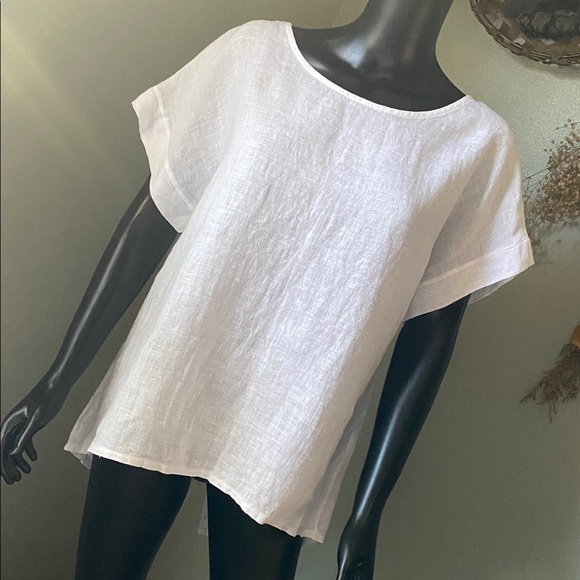 TERZO MILLENNIO Chic White Linen Blouse - Picture 4 of 12